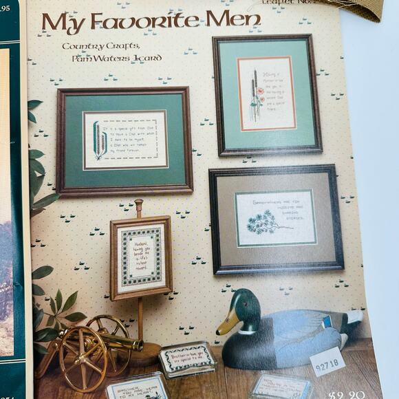 Dad Man Cross Stitch Lot GONE FISHING Duck Hunting Father's Day Husband Vintage - Picture 10 of 13